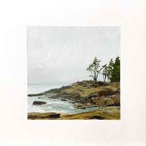 8x8 Maine Original Oil Painting Acadia Seascape Ocean Moody New England Signed